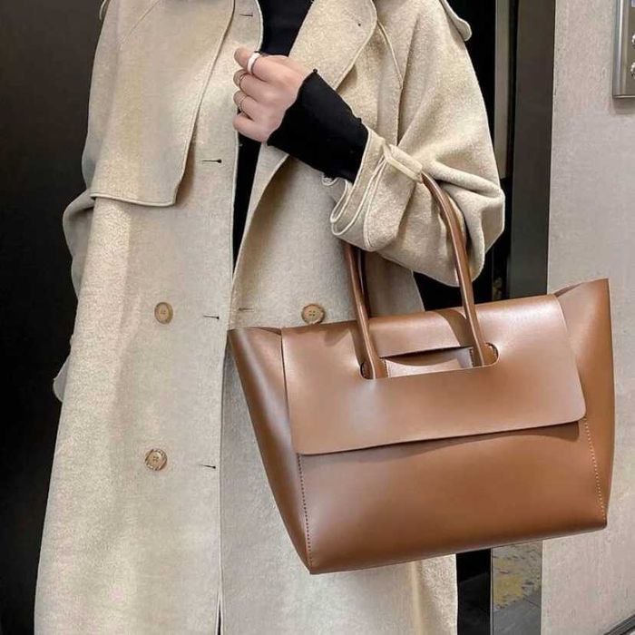 Сумка жіноча тоут шопер чорна коричнева велика якісна екошкіра