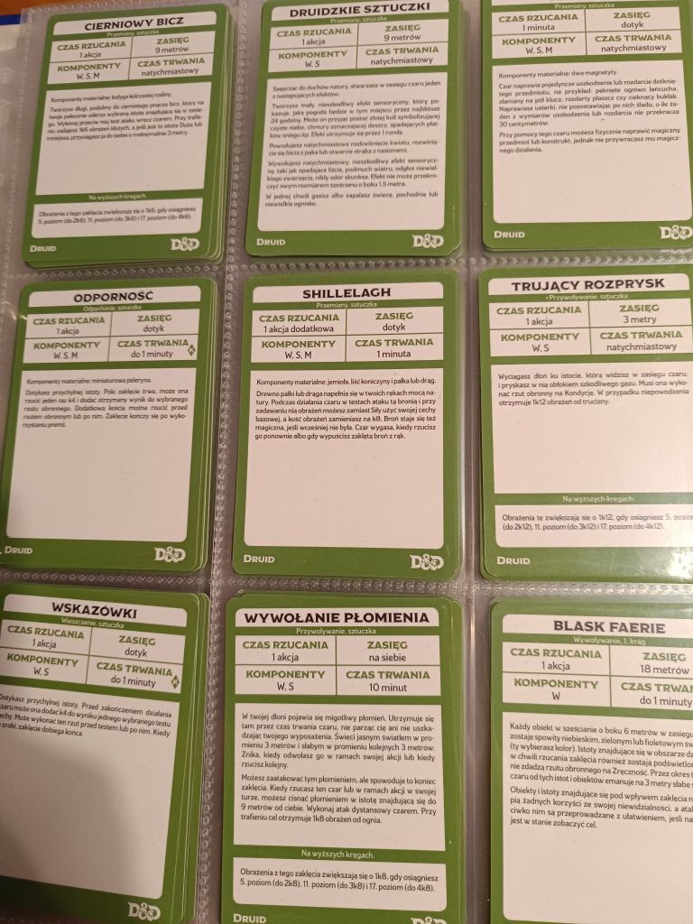 Dungeons and Dragons 5e karty czarów druida (cały komplet PL)