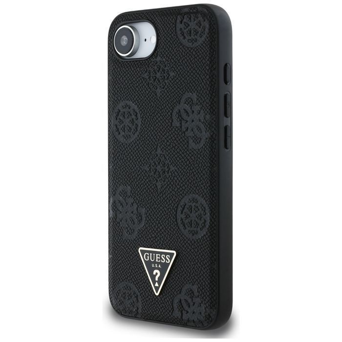 Etui GUESS Hot Stamp Peony Triangle Logo MagSafe do Iphone 16e czarny
