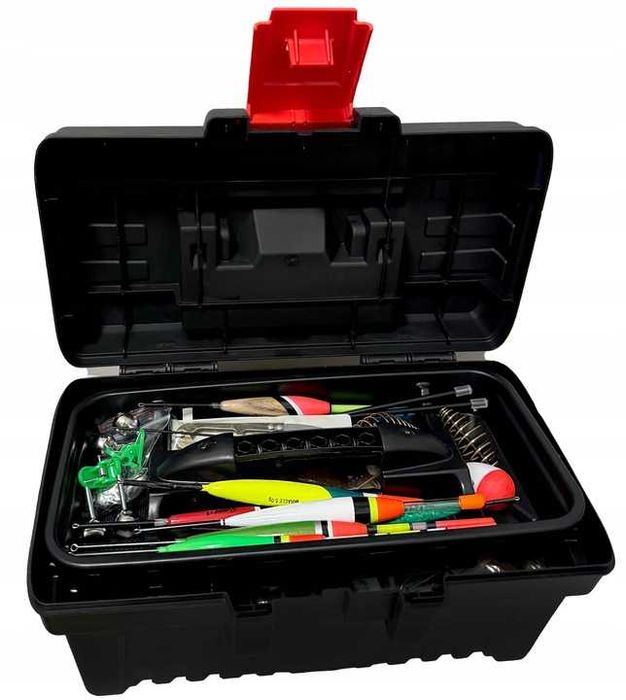 Skrzynka wędkarska zestaw akcesoria przynęty na ryby spławik grunt