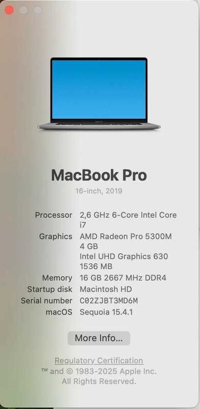 Macbook Pro 16" 2019 i7/512/16 Space Gray