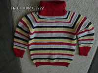 Веселый полосатый свитер ручной вязки на мальчика/девочку 7-9 лет