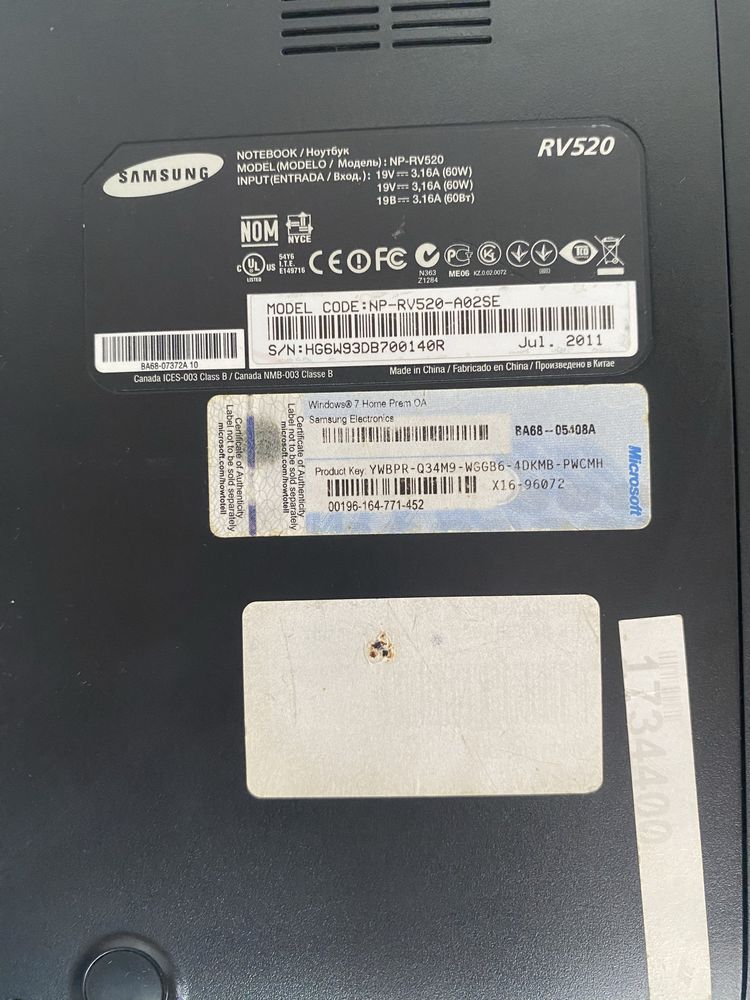Ноутбук Samsung RV520 15.6"/ на запчастини! N2704