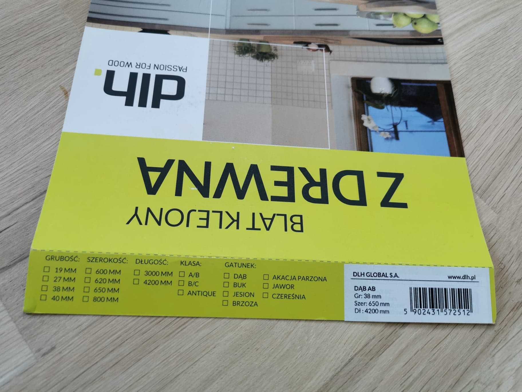 blat dębowy lity  2067 x 653 gr 38mm klasa AB