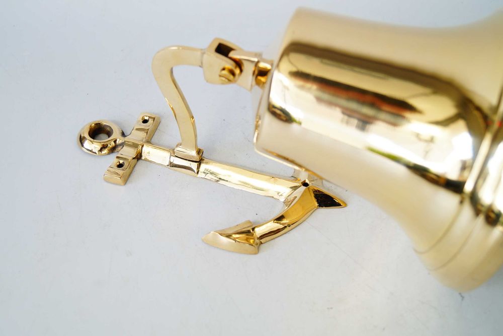 Duży mosiężny dzwon kotwica marynistyka prezent mosiądz