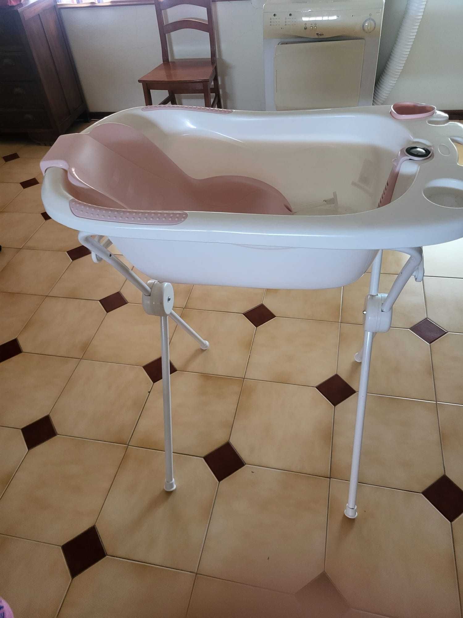 Banheira para bebé c/ termómetro cor de rosa