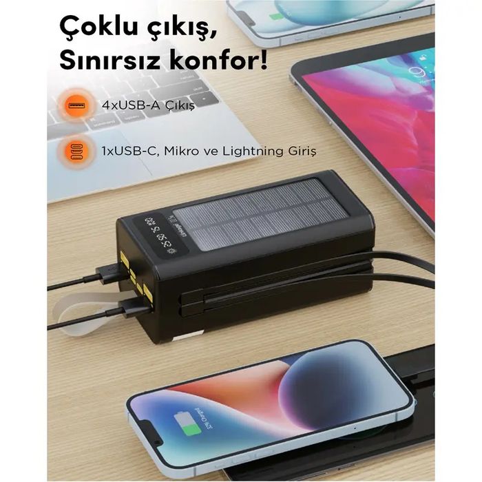 Power Bank, павербанк Linkage LKP-47+Solar 22.5W 50000mAh Black