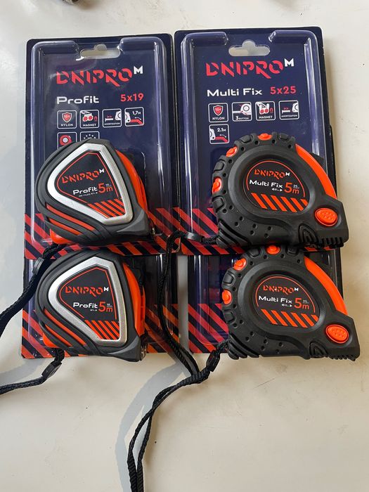 Рулетка Dnipro-M Profit 5 м*19 мм, Multi Fix 5 м*25 мм