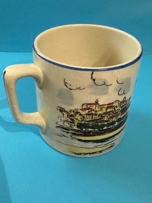 *** Sacavém - caneca em faiança antiga - Recordação de Coimbra
