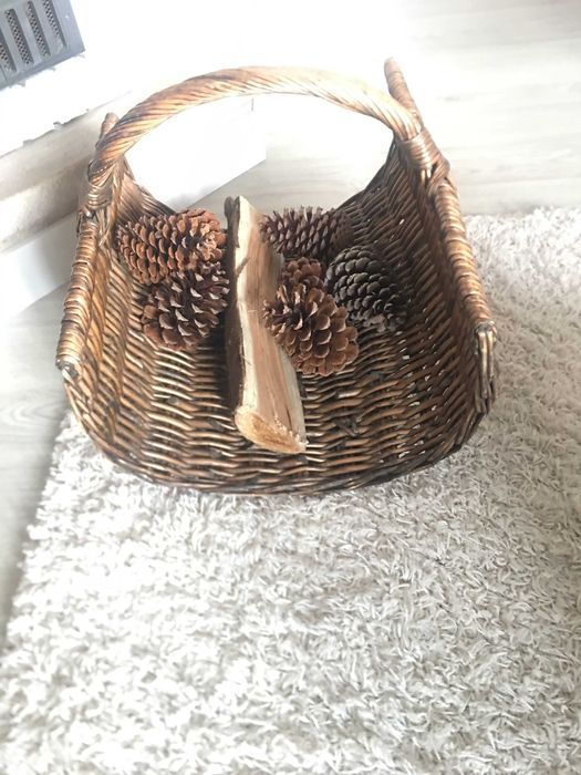 Cesto  grande para lenha em vime