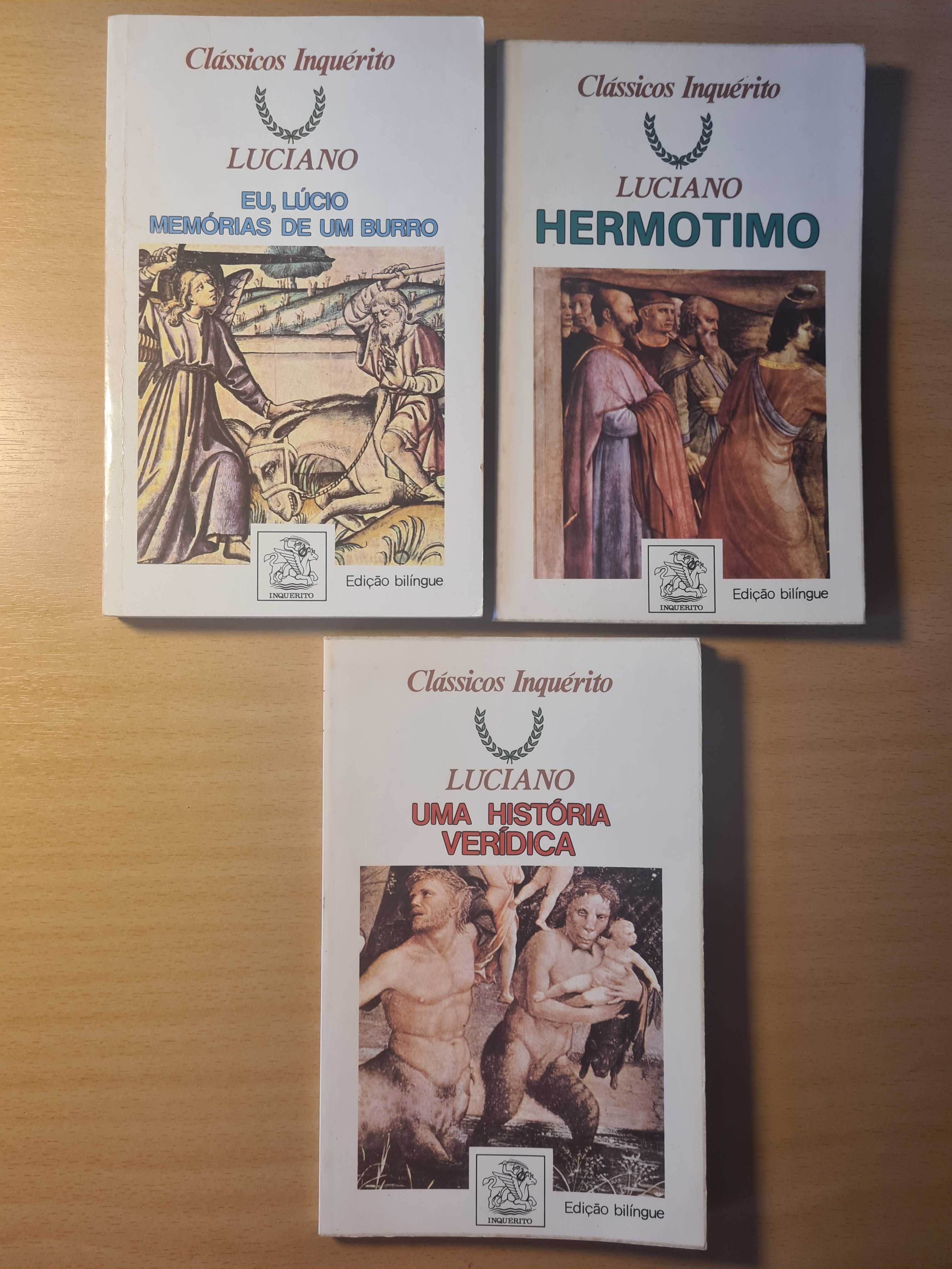 3 livros de Luciano: Eu Lúcio, Uma História Verídica e Hermotimo
