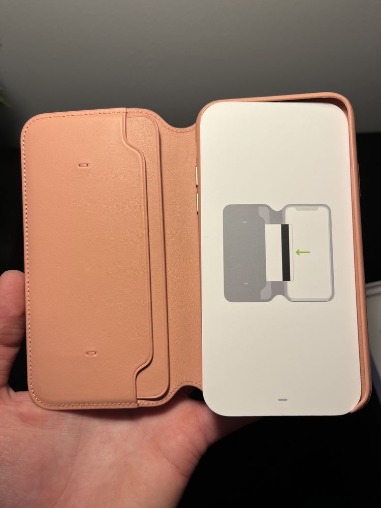 Iphone X apple leather case skóra róż