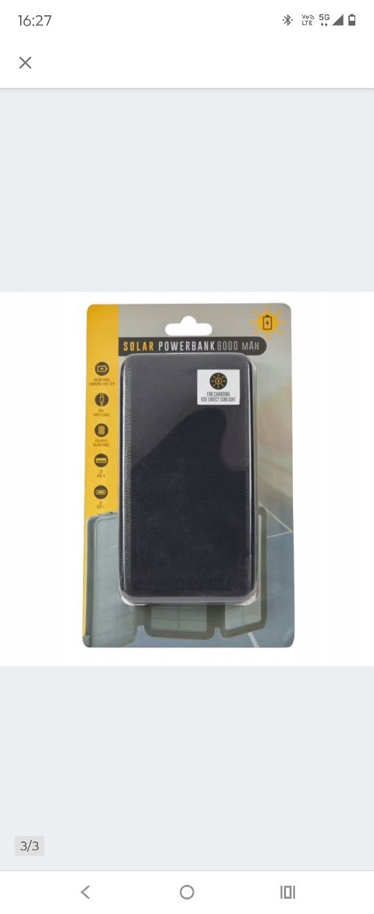 Powerbank solarny 8000 MAH
