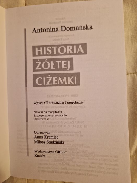 Lektura z opracowaniem Historia Żóltej Ciżemki Antonina Domańska