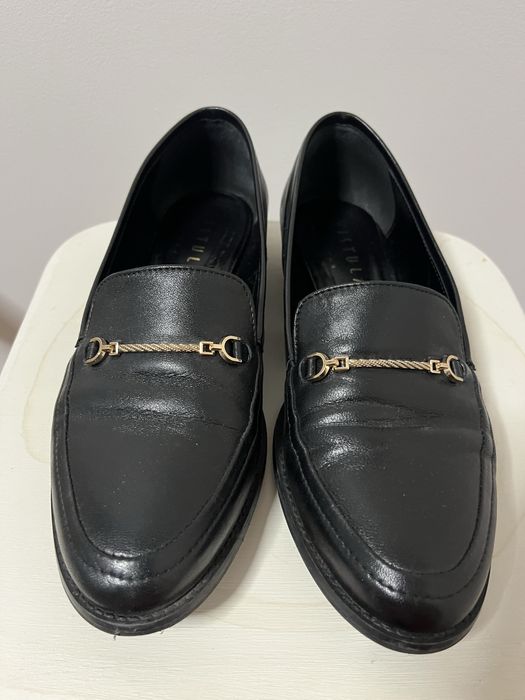 Lordsy, mokasyny czarne skórzane damskie Vistula 39