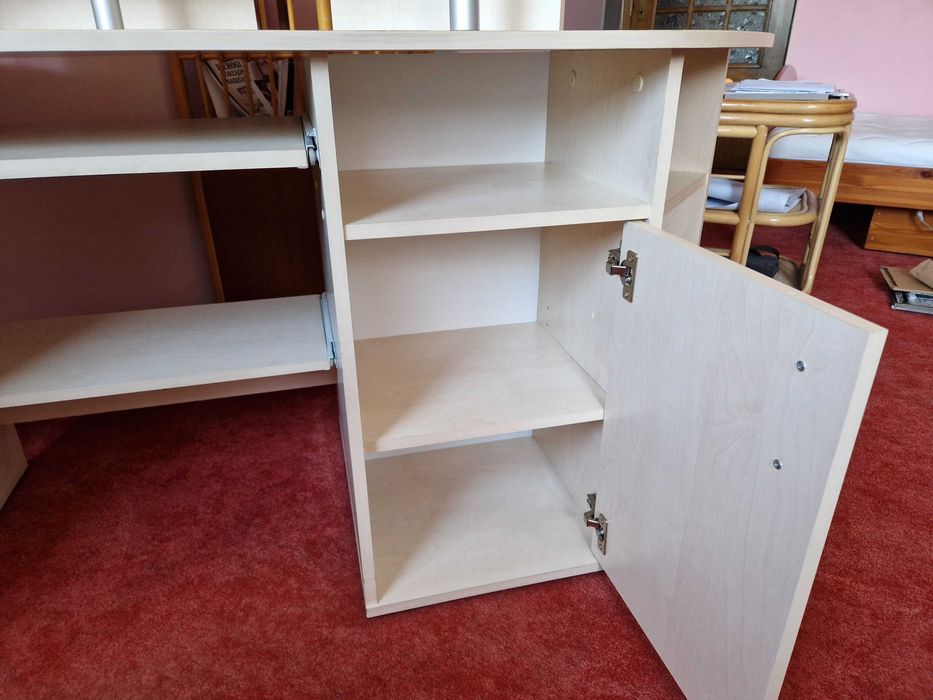 Tanie duże biurko dla nastolatka / biurowe narożne jasne -  buk