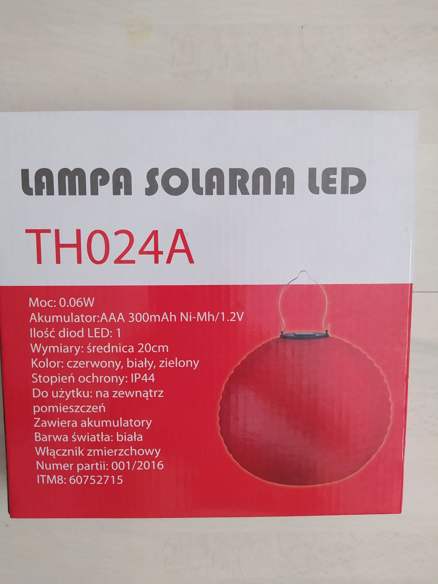 Biała lampa solarna led kula 20 cm