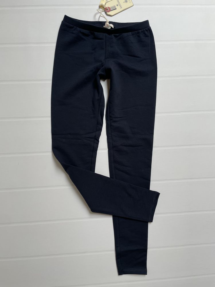 152-158 MANAI granatowe bawełniane spodnie legginsy markowe navy