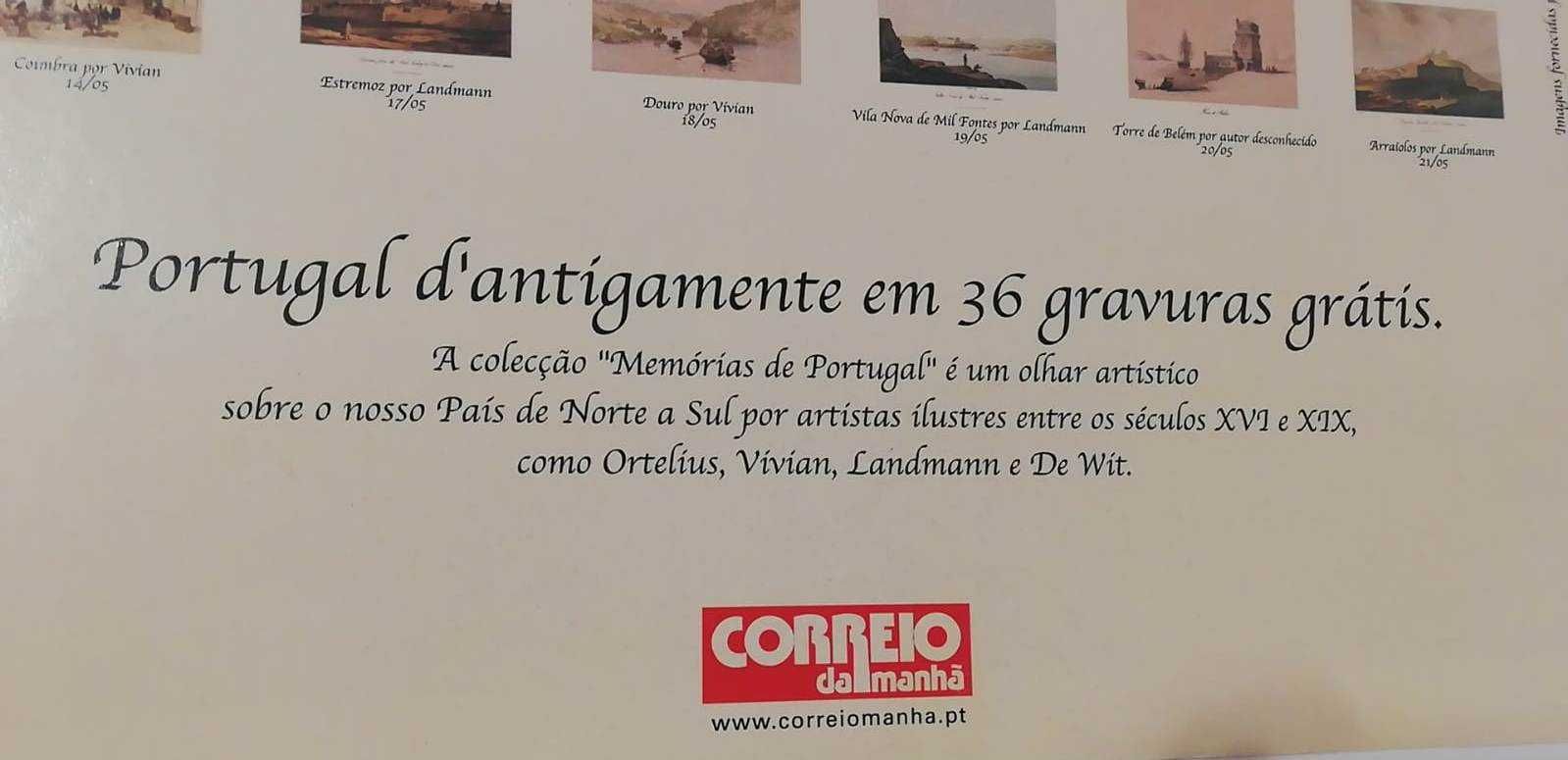 Conjunto de 36 gravuras antigas de Portugal
