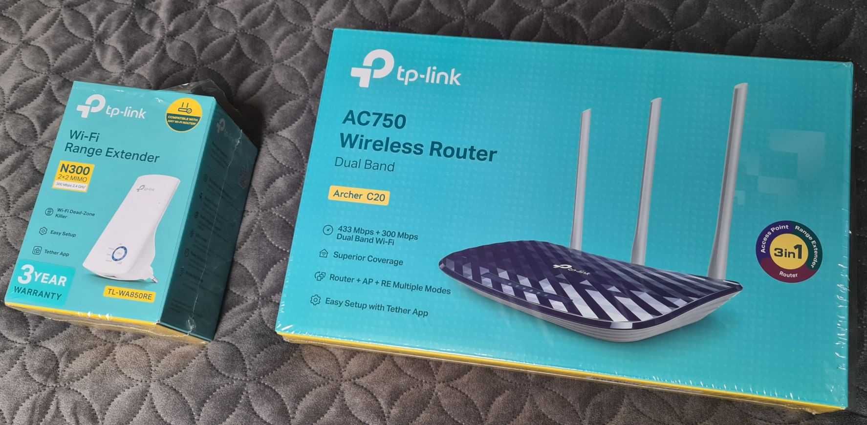 TP Link Router Archer C20 + wzmacniacz TL-WA850RE