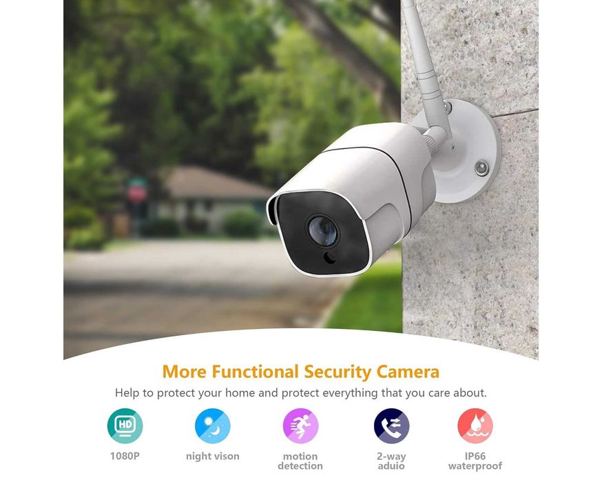 Наружная камера наблюдения 1080p, WiFi Ethernet, питание 12V, алюминий