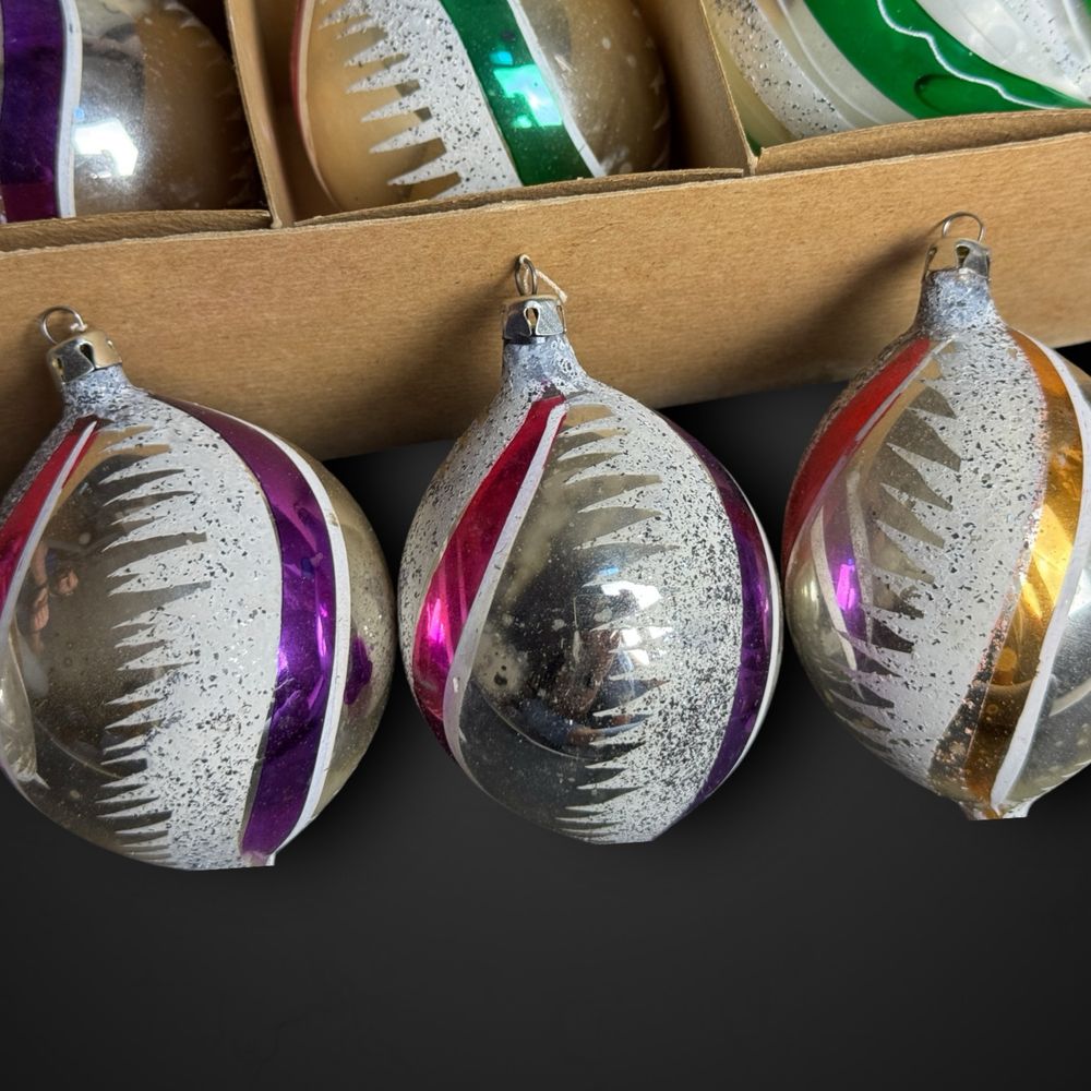 Bombki ozdoby choinkowe PRL kolorowe B41/1129