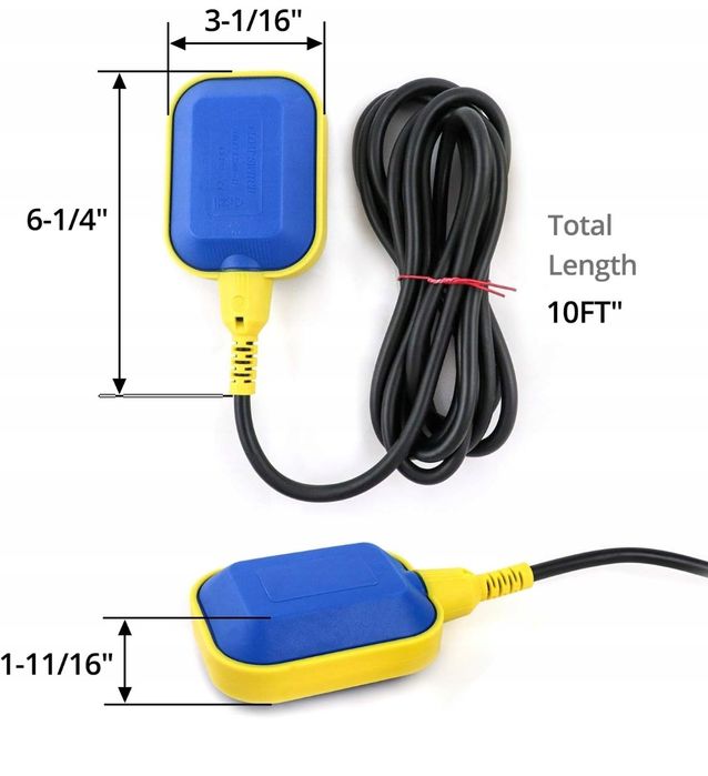 Przełącznik pływakowy, regulator poziomu wody z kablem 3 m; prąd
