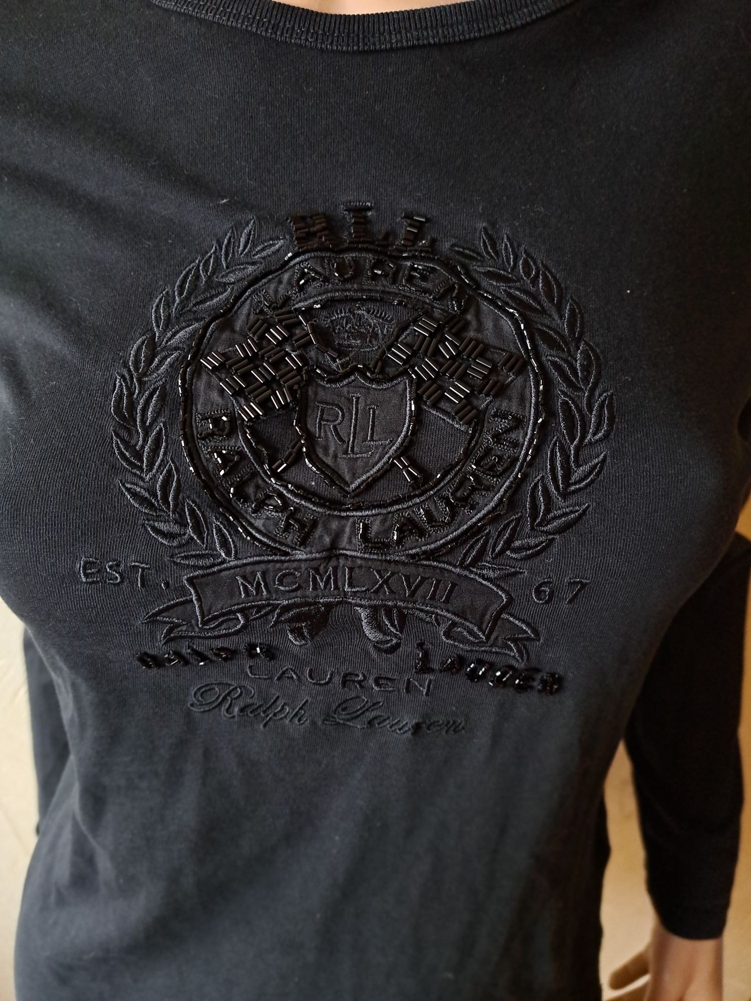 Ralph Lauren Active koszulka bluzka czarna wyszywane logo