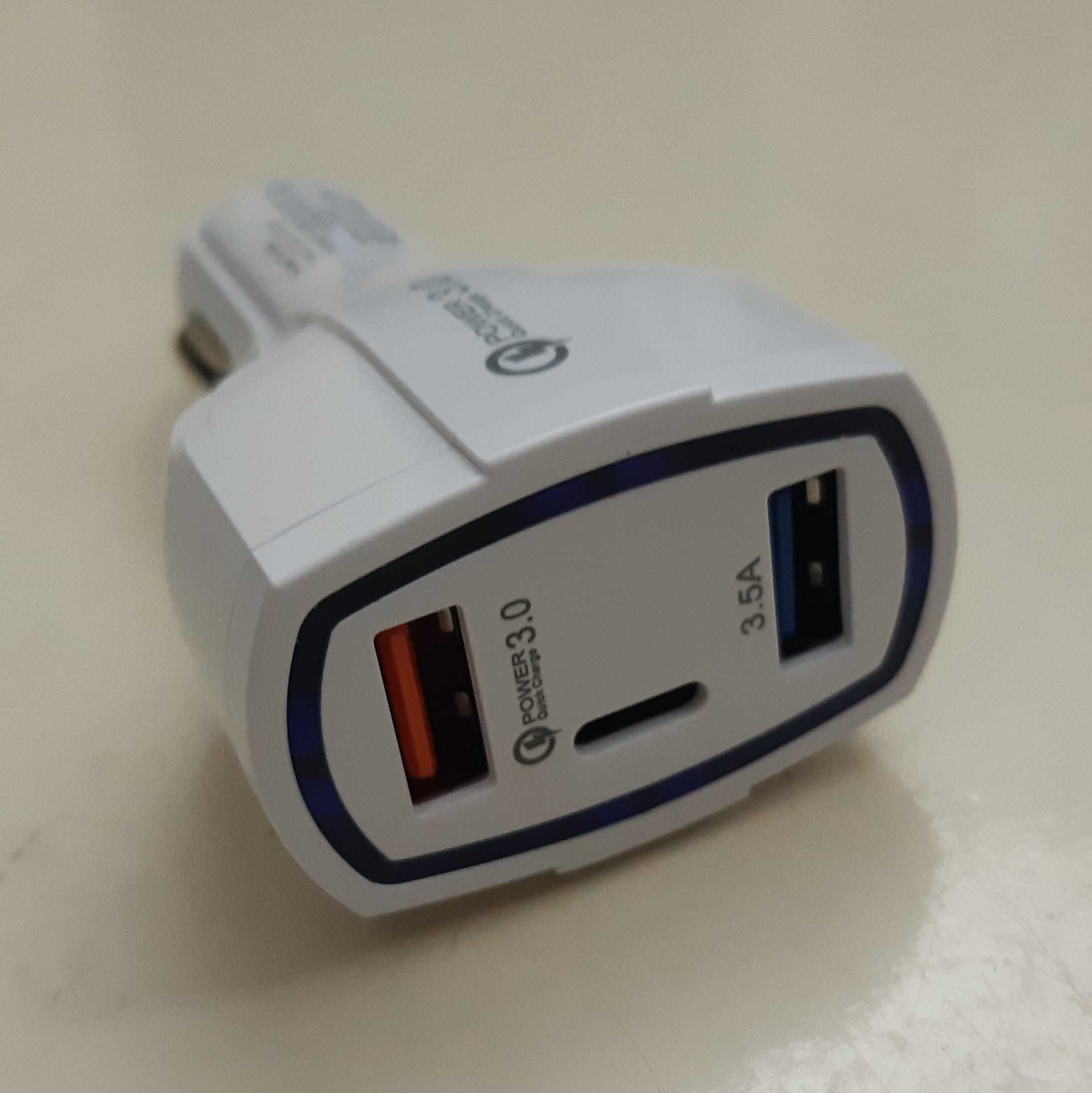 Carregador USB Carro Automóvel QC 3.0 USB 3.5A USB-C PD Novo