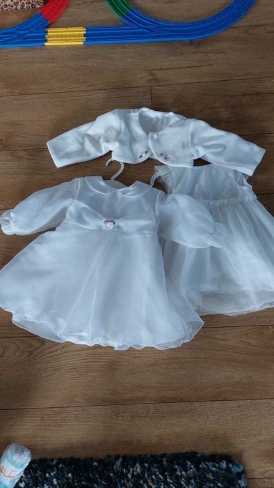 Sukienka na chrzest rozm 68 zestaw