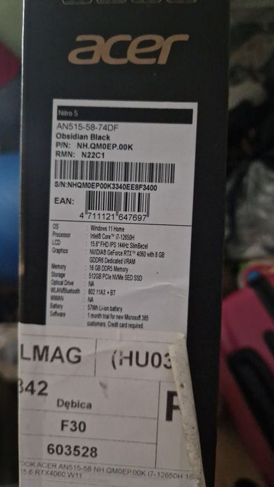 Acer Nitro 5  i7 12gen rtx  4060 16gb ram