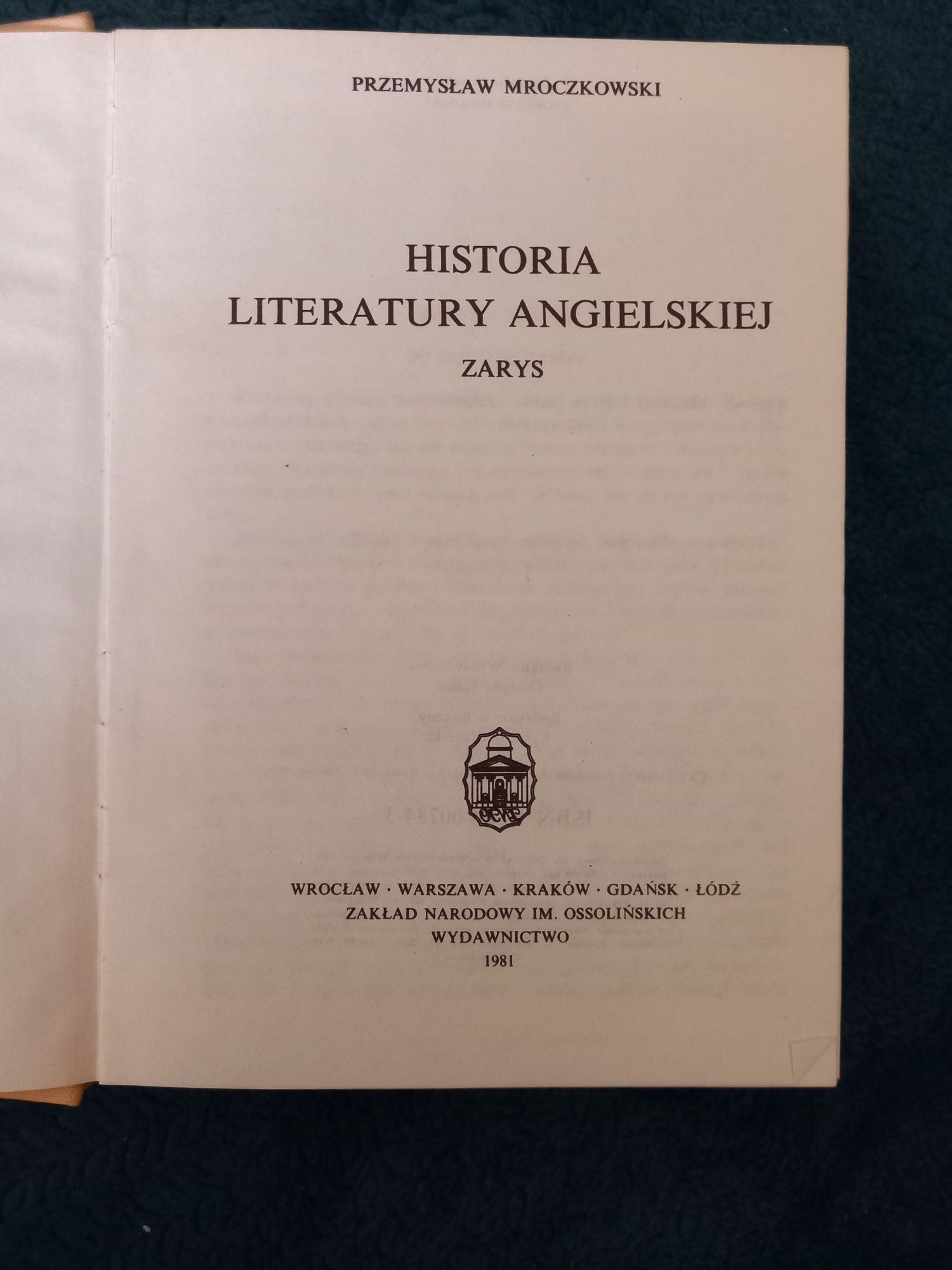 Historia Literatury Angielskiej Przemysław Mroczkowski