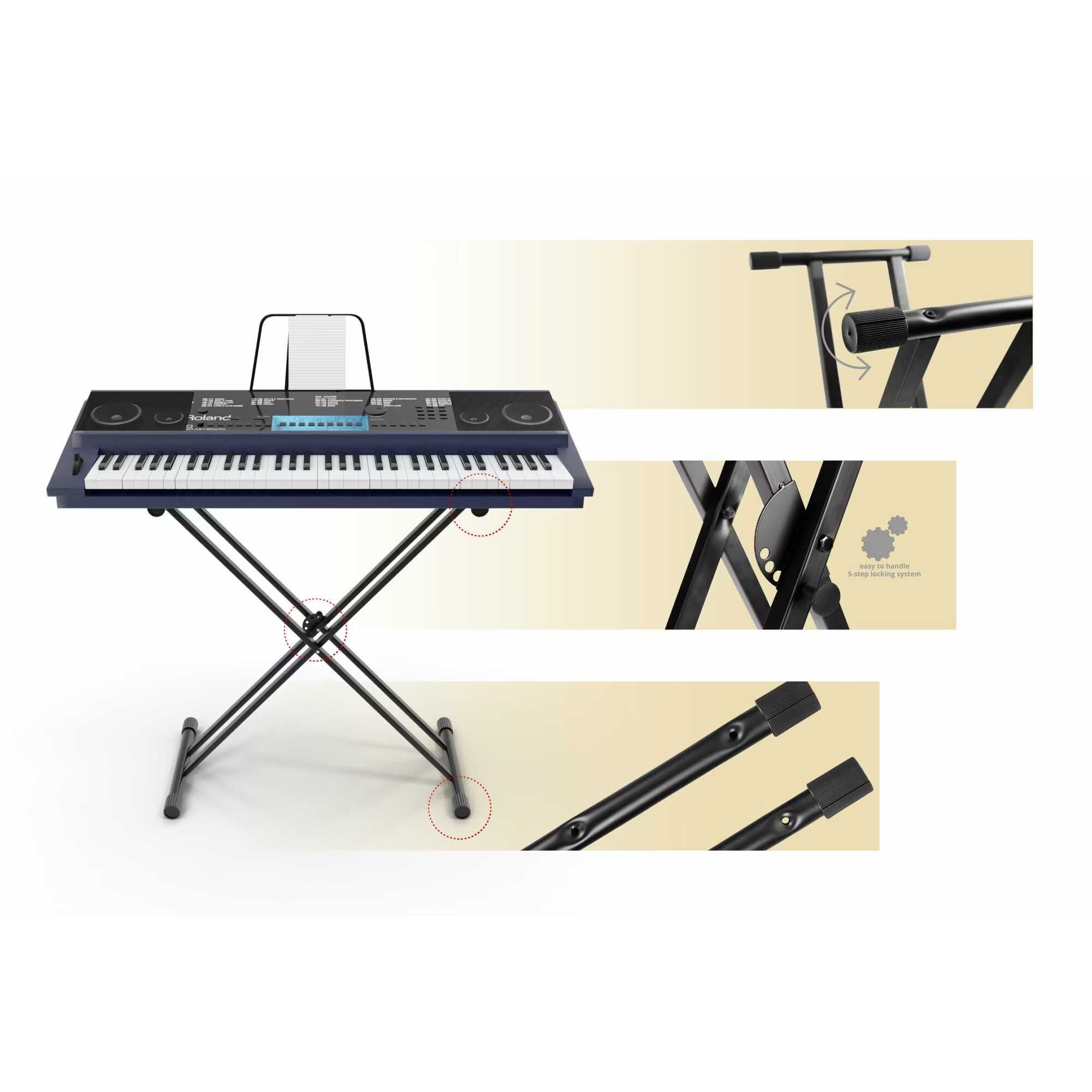 Klasyczny stojak Cantabile X-Keyboard z podwójnym wzmocnieniem