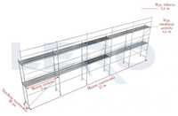 Nowe rusztowanie elewacyjne  PLETTAC wys. 6,4m dł. 15m 96m2 Drewno