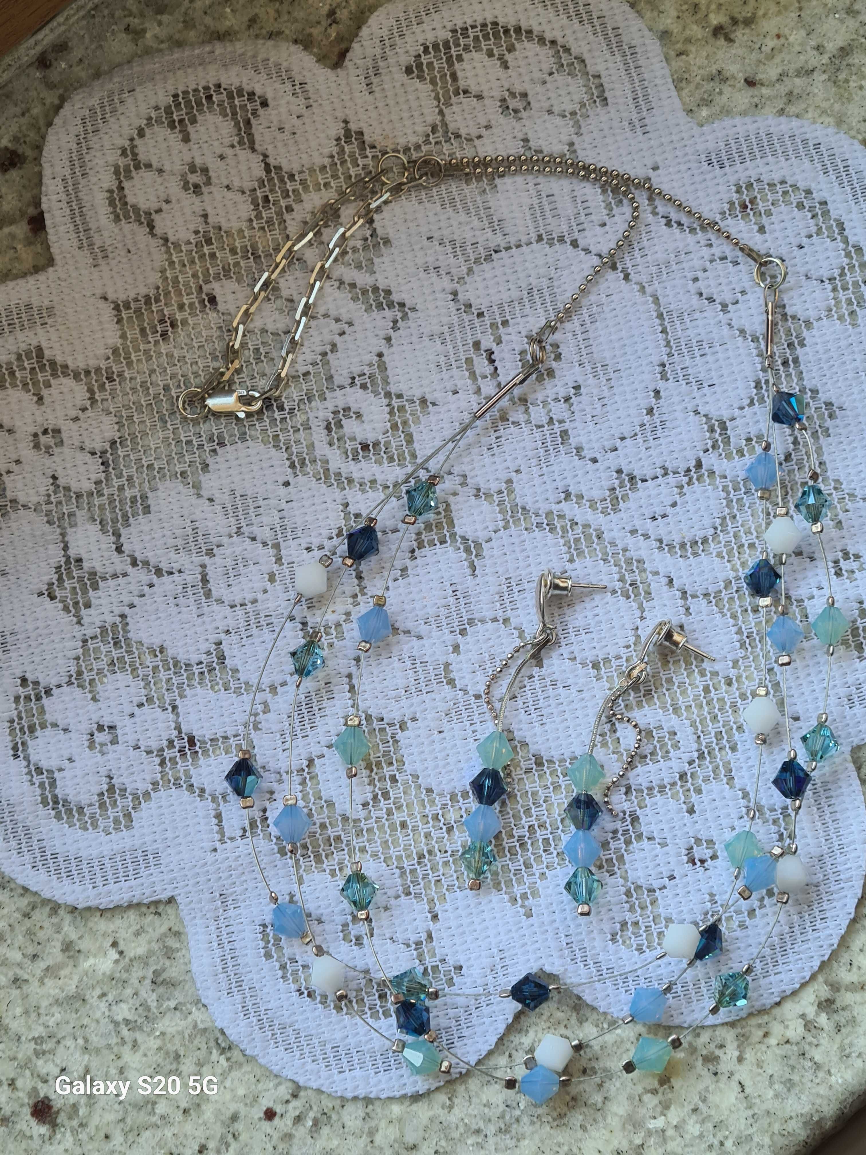 Zestaw naszyjnik i kolczyki kryształki Swarovski srebro