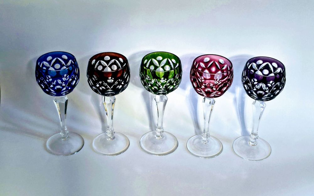 Kieliszki kryształowe Paill Putzler/ szkło kolorowe