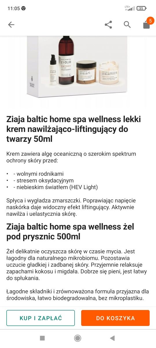Ziaja zestaw kosmetyków baltic home spa WELLNESS