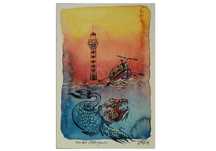 Aguarela - Watercolor - Lendas de Marinheiros. Barco, Pesca.