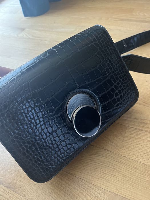 Czarna torebka wężowa skóra