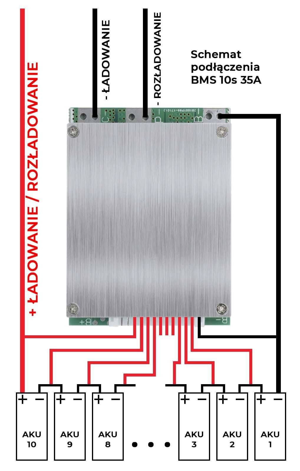 Moduł BMS 13s 48V 35A Li-ion 18650 balanser