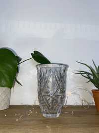 Kryształowy wazon PRL wysoki bezbarwny vintage