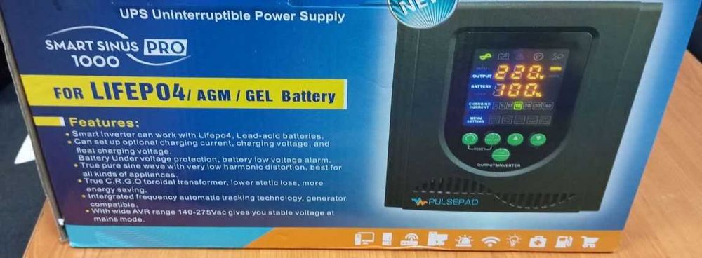 ДБЖ/инвертор 1000W с зарядкой 40А чистый синус для котлов ИБП