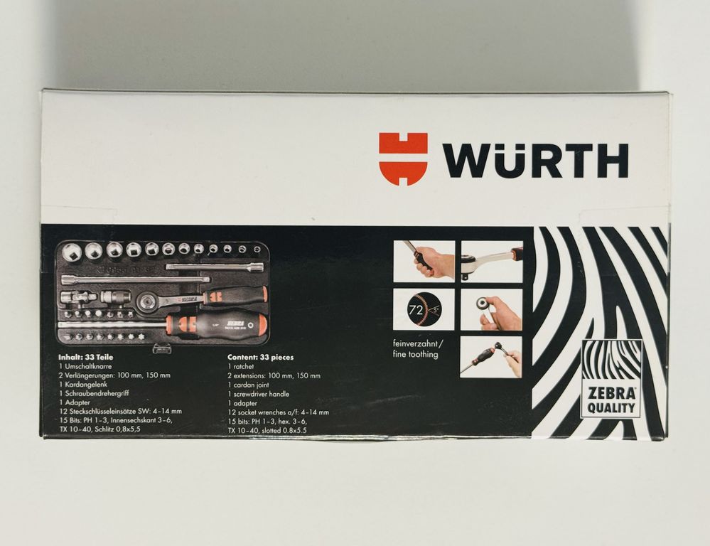 Набір головок торцевих WURTH ZEBRA MULTI 1/4" 33 шт.