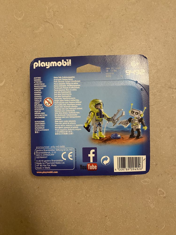 Playmobil, astronauta, robot, kosmos, fugurka, 9492 duopack