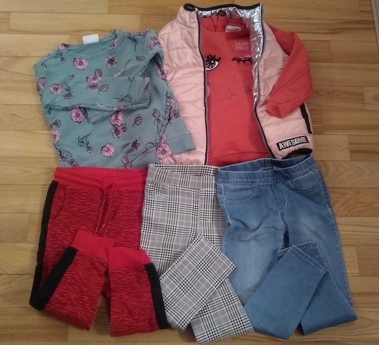 zestaw ubrań dziewczynka Coccodrillo,H&M,110, bluzy,spodnie,tregginsy