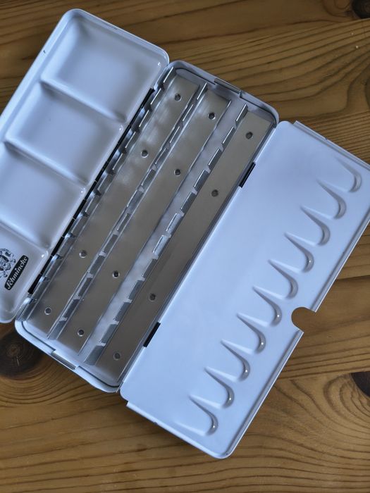 NOWE Komplet, paletka metalowa Schmincke i 10 półkostek akwareli Schmi