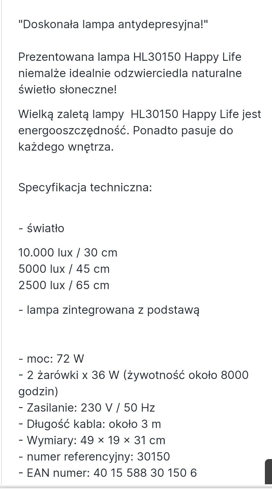 Lampa antydepresyjna Medisana HappyLife