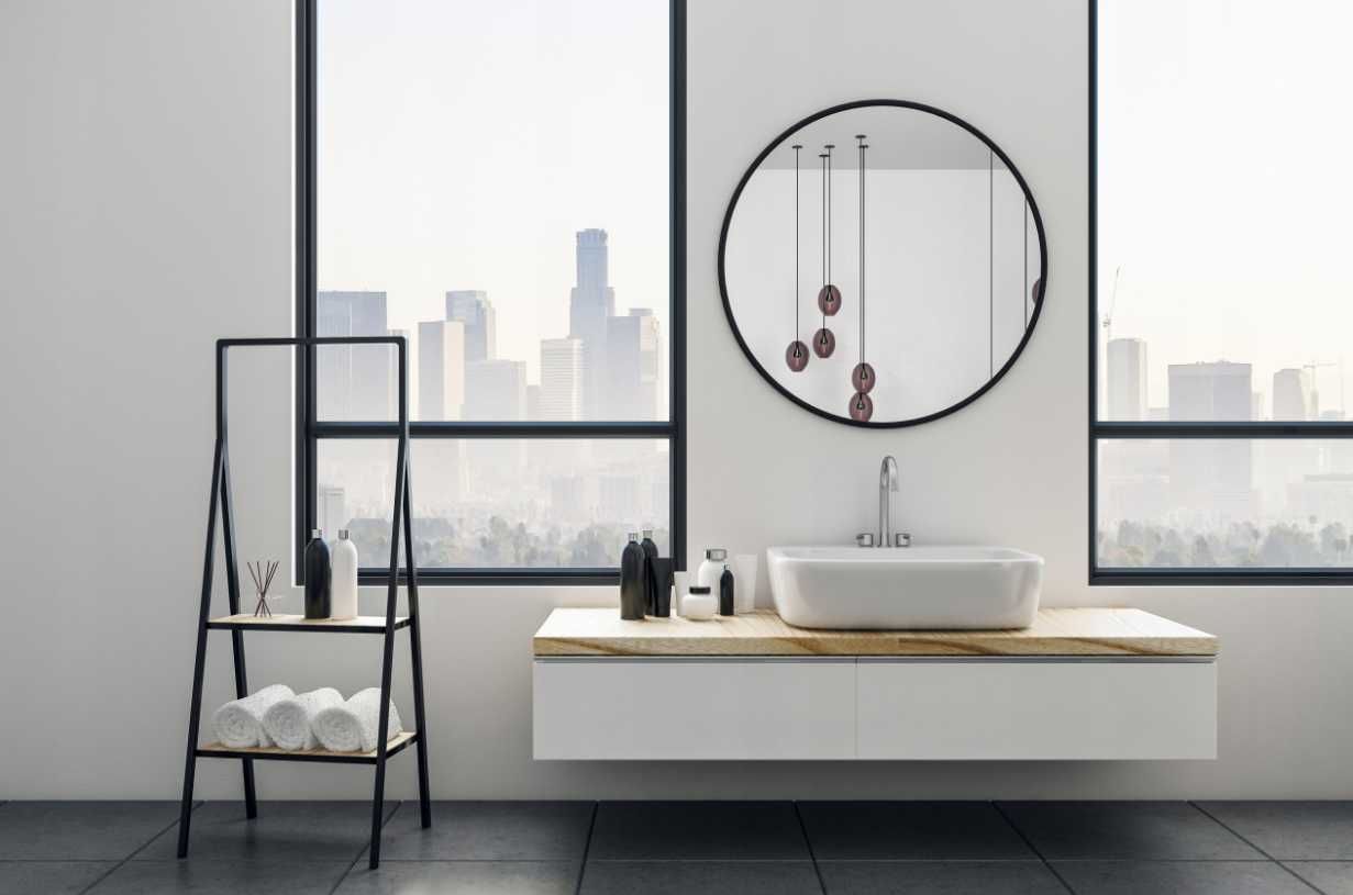 Duże OKRĄGŁE LUSTRO Wiszące 80cm Czarne Do Łazienki Salonu (-20%)