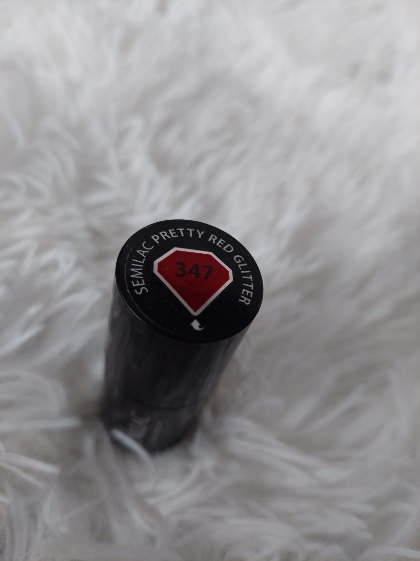 Lakier hybrydowy semilac 347 pretty red glitter