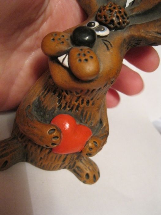 подарок сувенир 2023-год кролик глина фигурка статуэтка заяц сердце